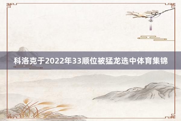科洛克于2022年33顺位被猛龙选中体育集锦