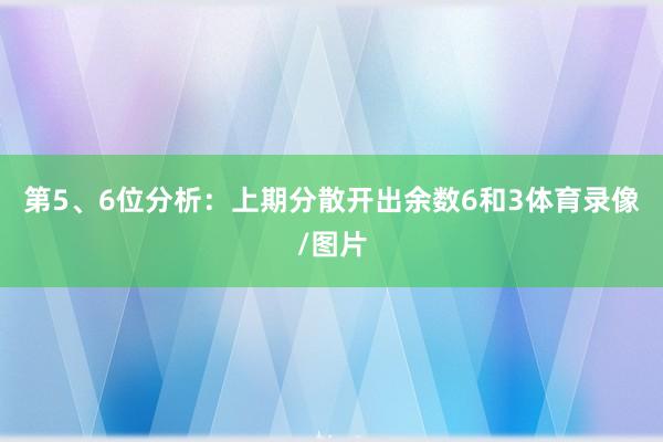 第5、6位分析:上期分散开出余数6和3体育录像/图片