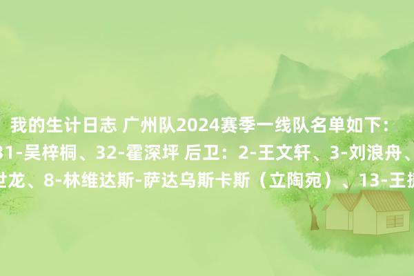 我的生计日志 广州队2024赛季一线队名单如下： 守门员：1