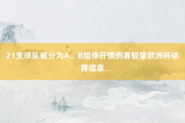 21支球队被分为A、B组伸开惯例赛较量欧洲杯体育信息