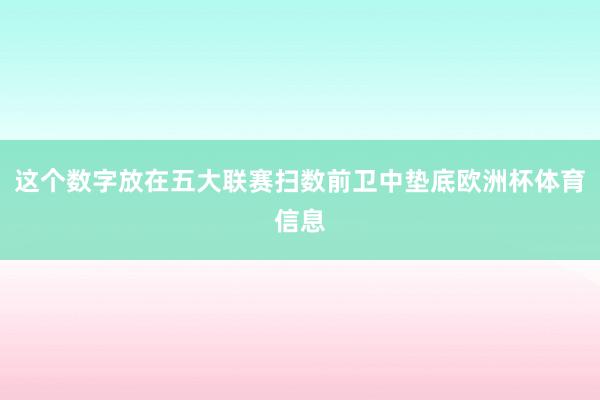 这个数字放在五大联赛扫数前卫中垫底欧洲杯体育信息