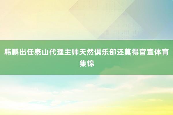 韩鹏出任泰山代理主帅天然俱乐部还莫得官宣体育集锦