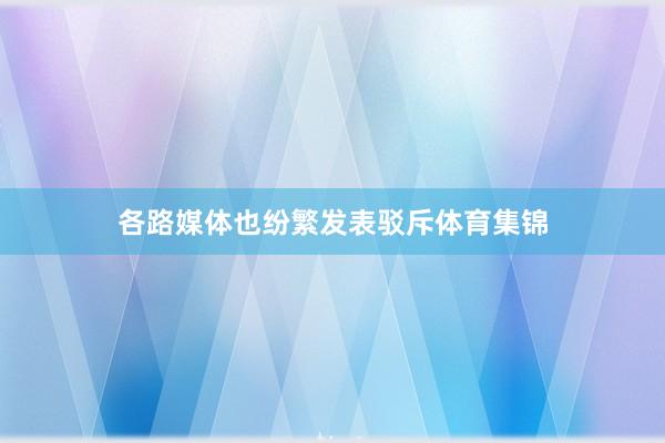 各路媒体也纷繁发表驳斥体育集锦