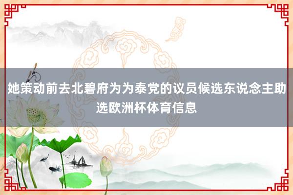 她策动前去北碧府为为泰党的议员候选东说念主助选欧洲杯体育信息
