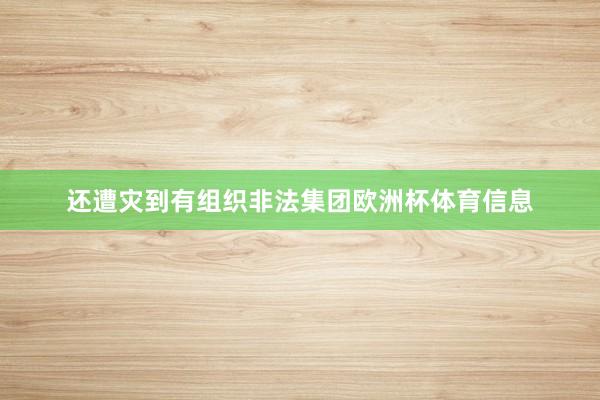 还遭灾到有组织非法集团欧洲杯体育信息