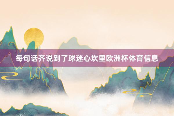 每句话齐说到了球迷心坎里欧洲杯体育信息
