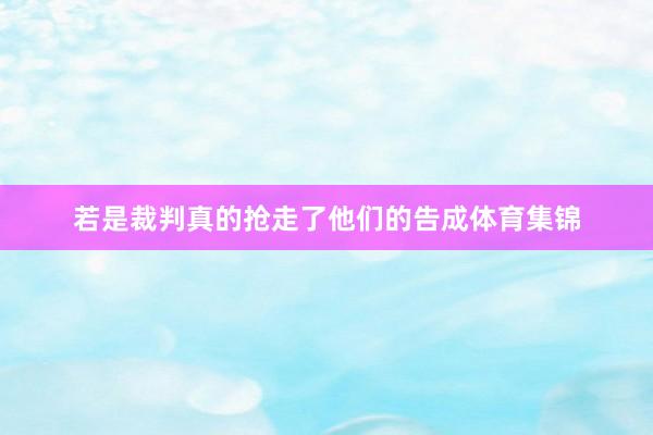 若是裁判真的抢走了他们的告成体育集锦