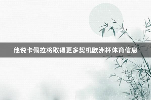 他说卡佩拉将取得更多契机欧洲杯体育信息