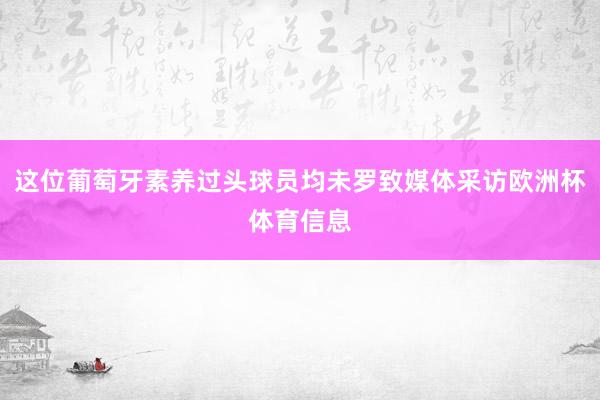 这位葡萄牙素养过头球员均未罗致媒体采访欧洲杯体育信息