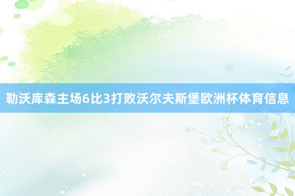 勒沃库森主场6比3打败沃尔夫斯堡欧洲杯体育信息