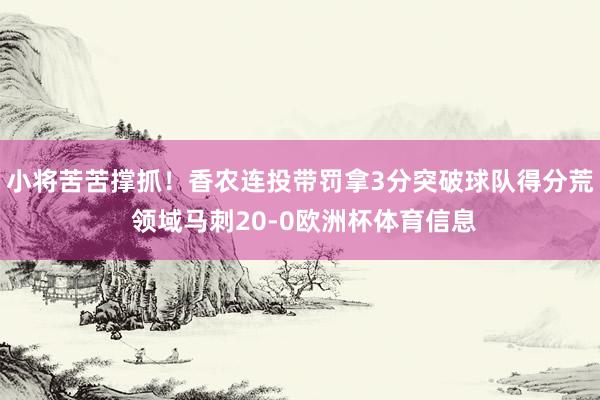 小将苦苦撑抓！香农连投带罚拿3分突破球队得分荒 领域马刺20