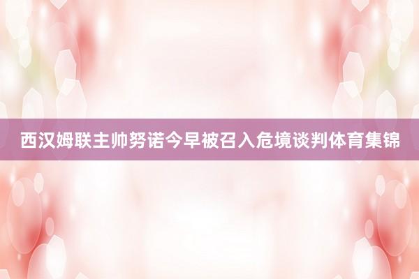 西汉姆联主帅努诺今早被召入危境谈判体育集锦