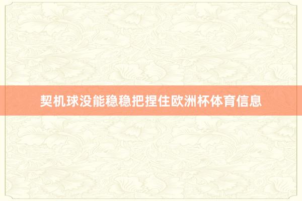 契机球没能稳稳把捏住欧洲杯体育信息